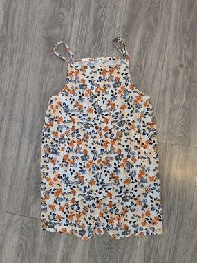 Floral Print Strappy Jumpsuit in White and Orange
